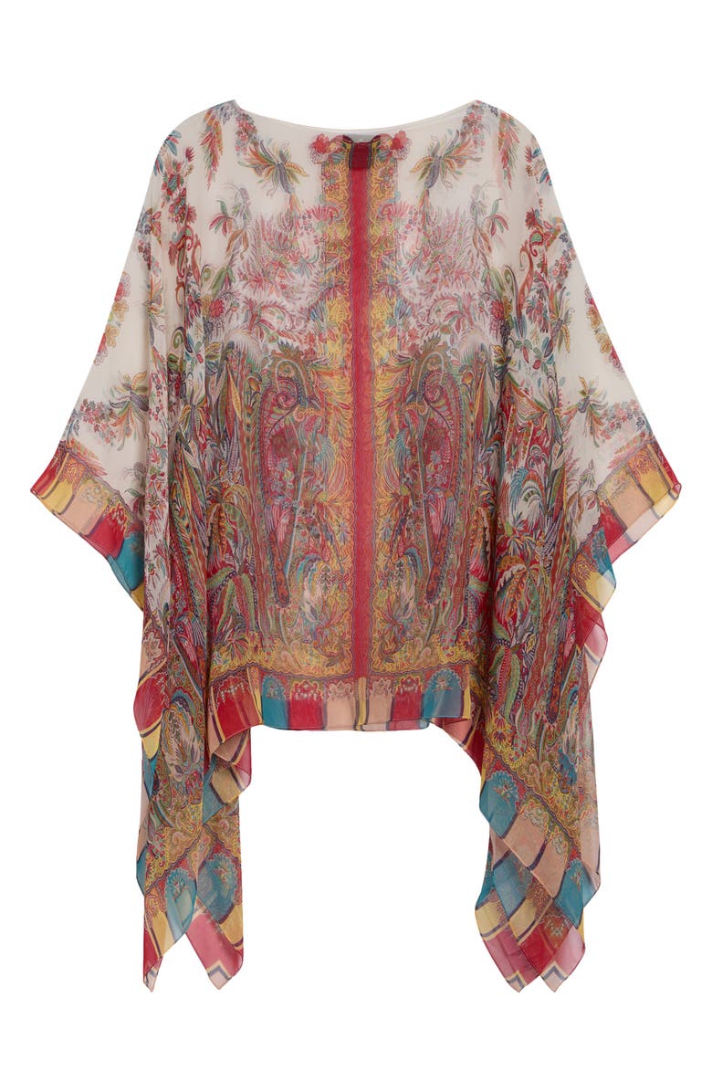 Etro Paisley Print Silk Poncho, Alternate, color, Print On White Base