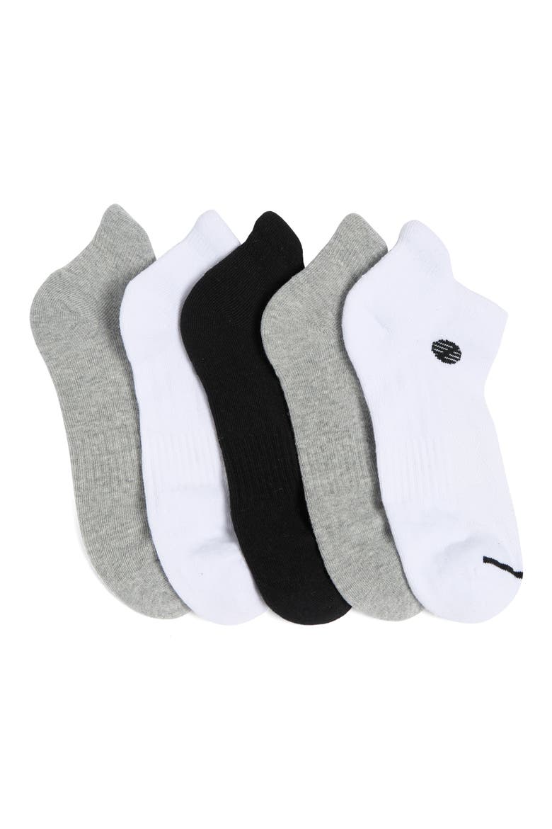 Sport 5-Pack Tab Back Socks, Main, color, WHITE -GREY MULTI
