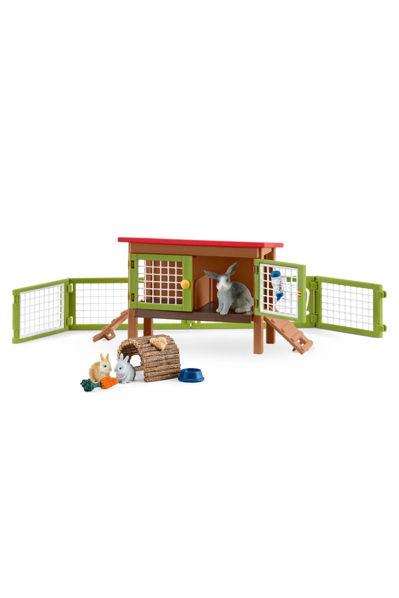 Farm World Rabbit Hutch 8 Piece Playset, Main, color, Multicolored