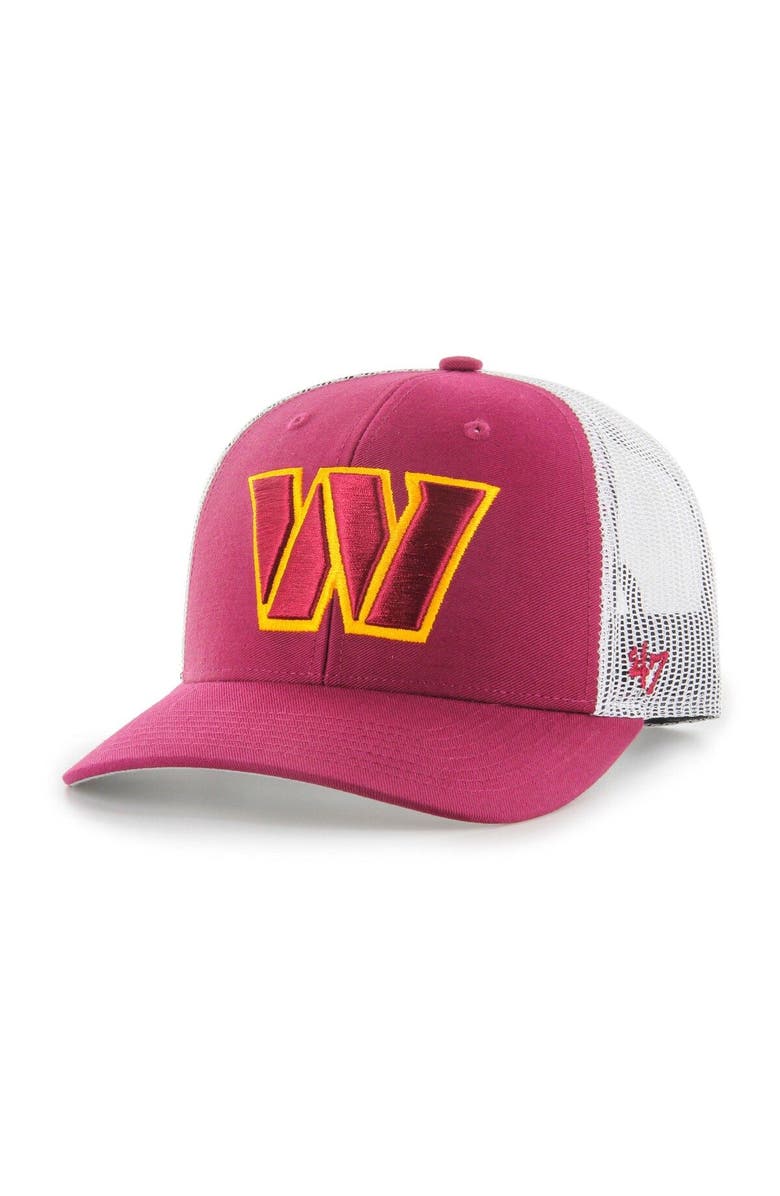 '47 Men's '47  Burgundy/White Washington Commanders Trucker Snapback Hat, Main, color, 