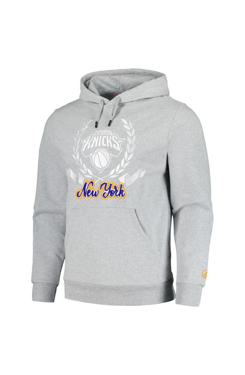 FISLL Unisex FISLL Heather Gray New York Knicks Heritage Crest Pullover Hoodie, Alternate, color, 