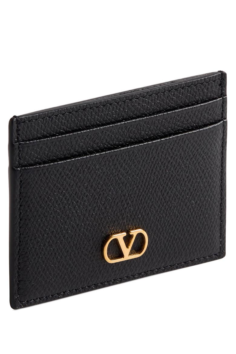 VLOGO Leather Card Holder, Alternate, color, BLACK