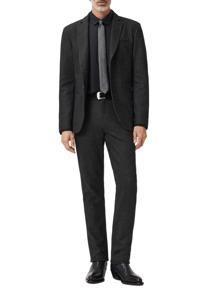 Alllen Charcoal Grey Textured Stretch Wool & Cotton Blend Suit Jacket, Alternate, color, CHARCOAL