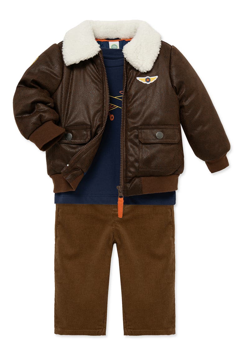Kids' Aviator 3-Piece Jacket Set, Alternate, color, BROWN