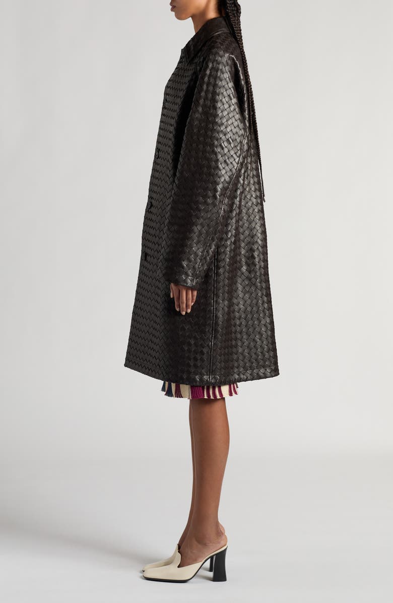 Bottega Veneta Lambskin Leather Intrecciato Coat, Alternate, color, 