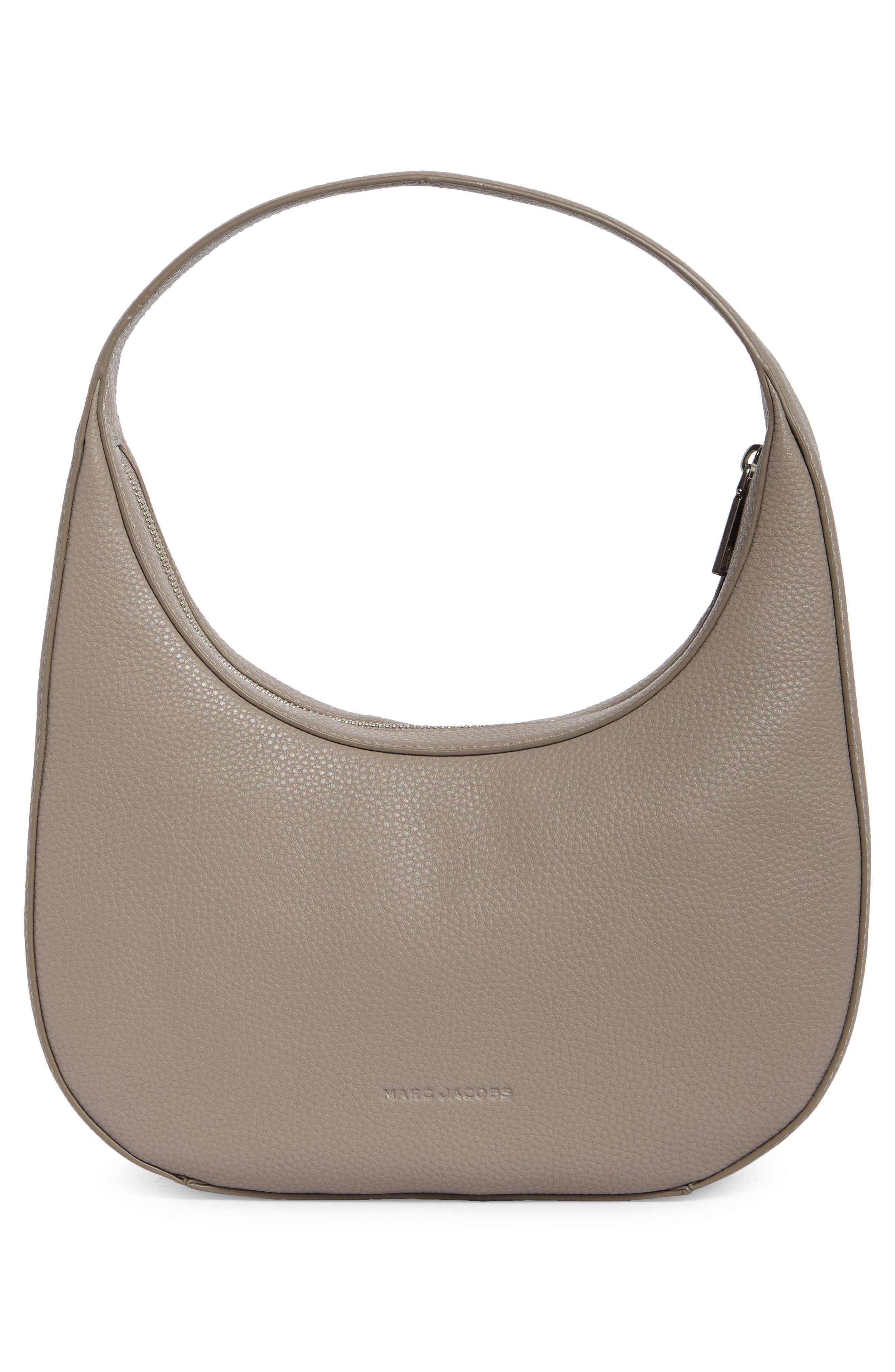 Crescent Leather Shoulder Bag, Main, color, CONCRETE