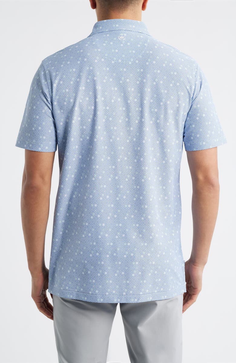 Peter Millar Santiago Geo Print Performance Piqué Golf Polo, Alternate, color, White/ Sport Navy