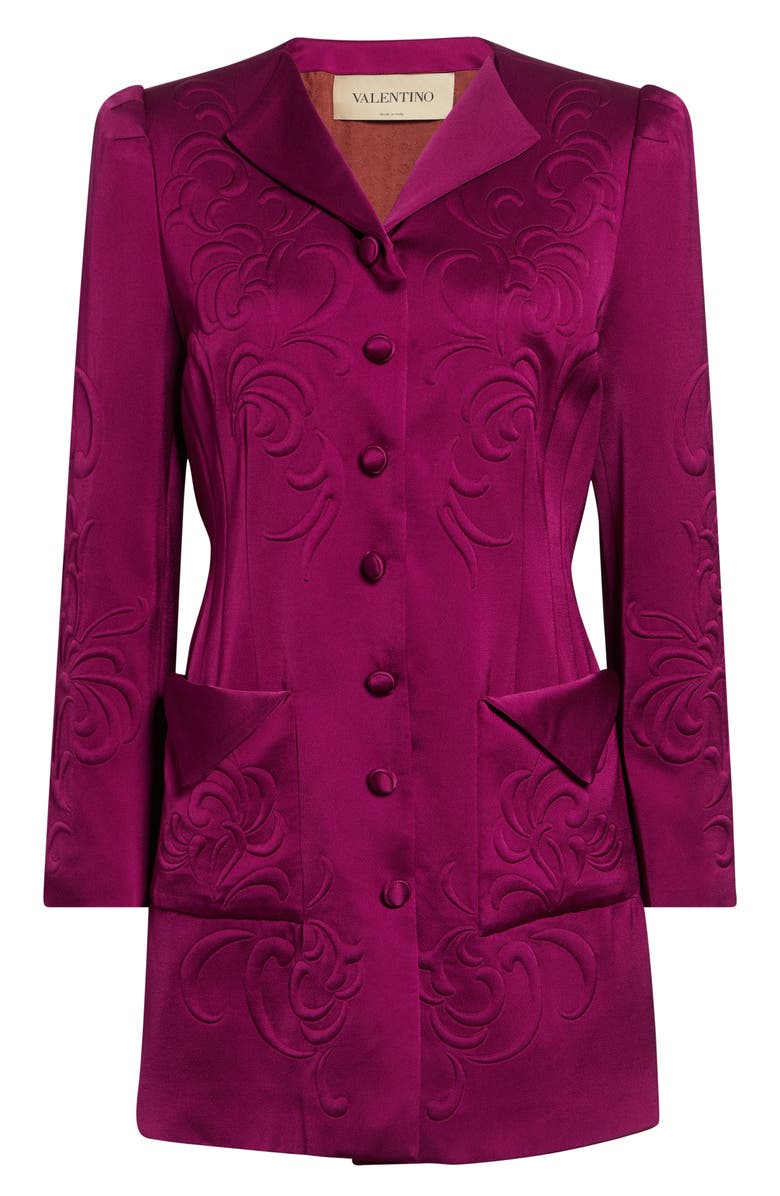 Valentino Floral Embossed Cady Blazer Dress, Main, color, Violet