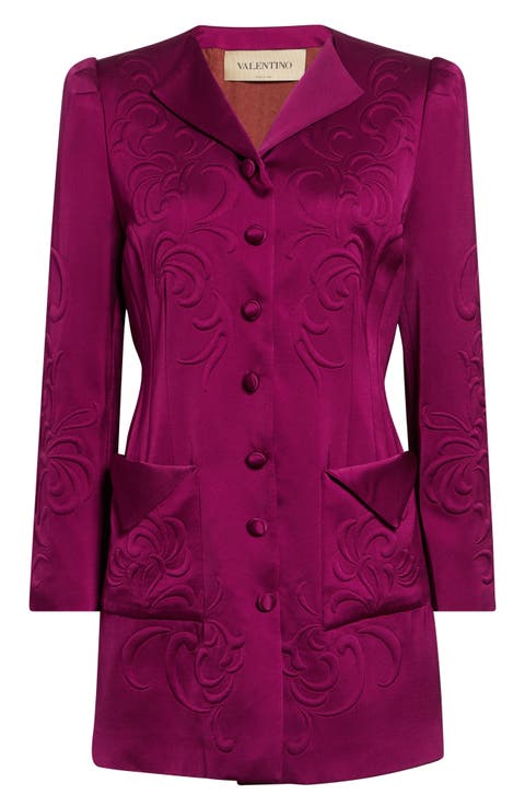 Floral Embossed Cady Blazer Dress