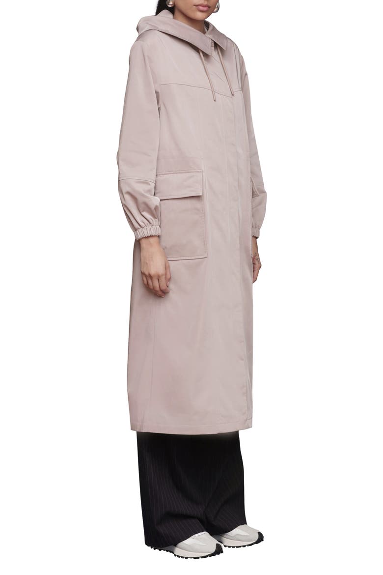 Hooded Water Resistant Longline Anorak, Alternate, color, PINK SAND