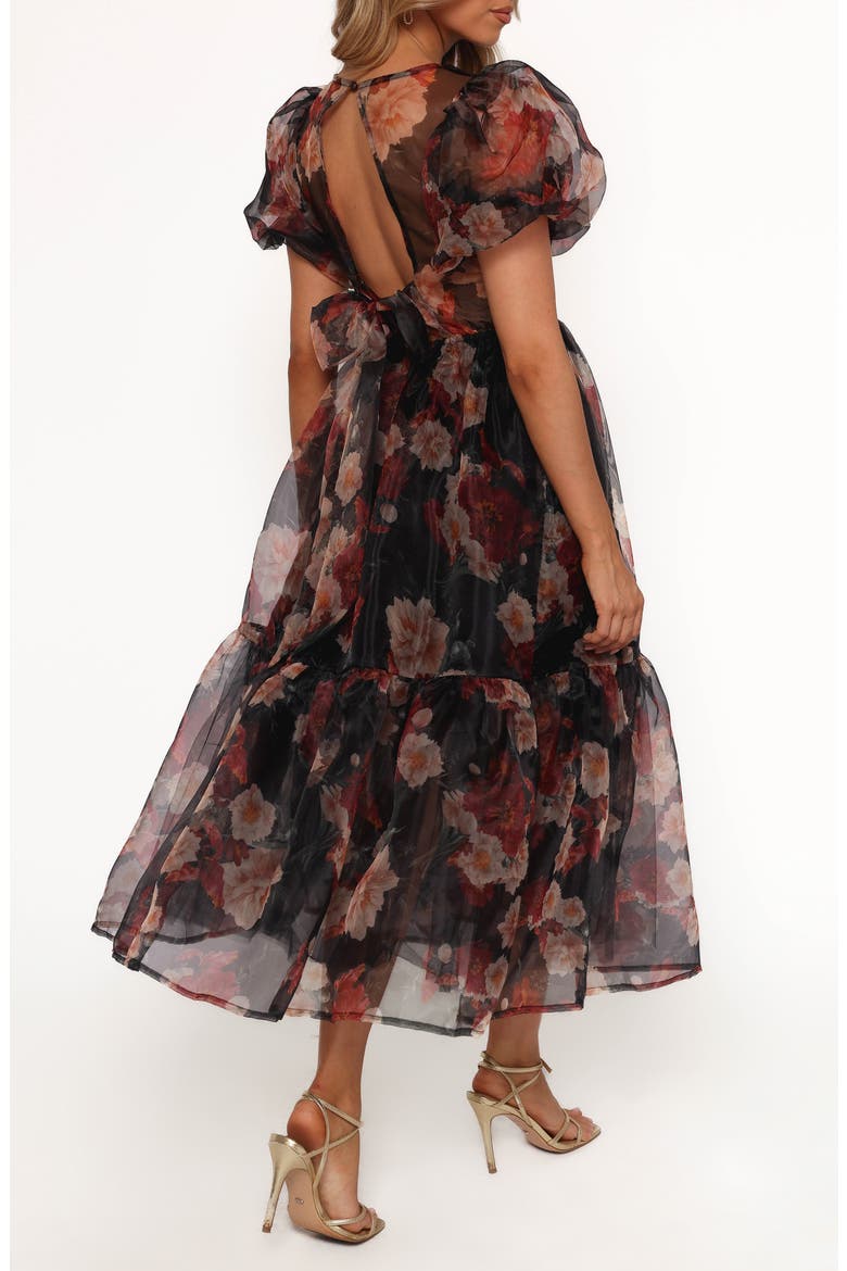 Elspeth Floral Midi Dress, Alternate, color, BLACK FLORAL