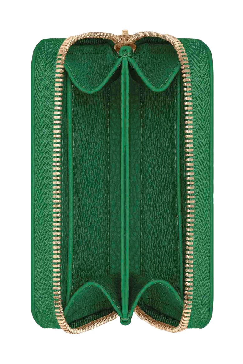 Small Leather Zipped Wallet, Alternate, color, Emerald Green