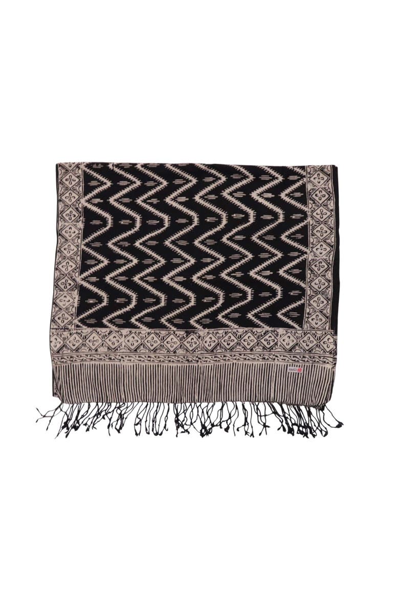 Kasih Co-op Handmade Batik Scarf, Alternate, color, Midnight Zigzag