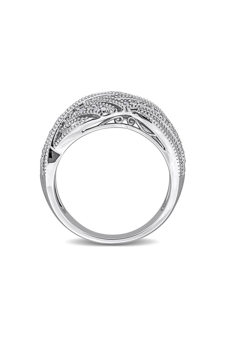 Diamond Crossover Ring, Alternate, color, SILVER