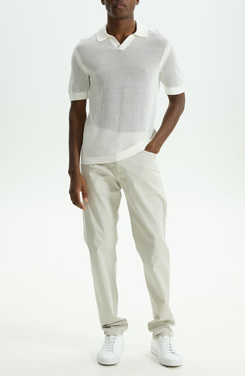 Theory Cairn Johnny Collar Mesh Polo, Alternate, color, Ivory