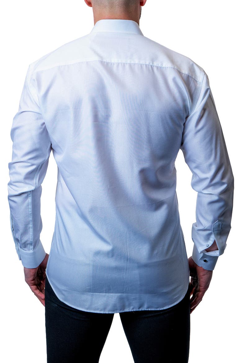 Fibonacci Shiny White Contemporary Fit Button-Up Shirt, Alternate, color, WHITE