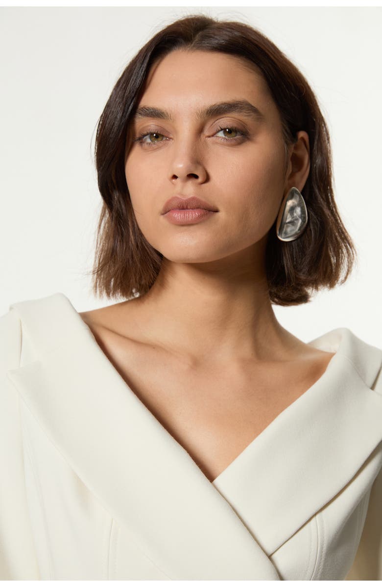 Karen Millen Compact Peplum Tailored Jacket, Alternate, color, Ivory