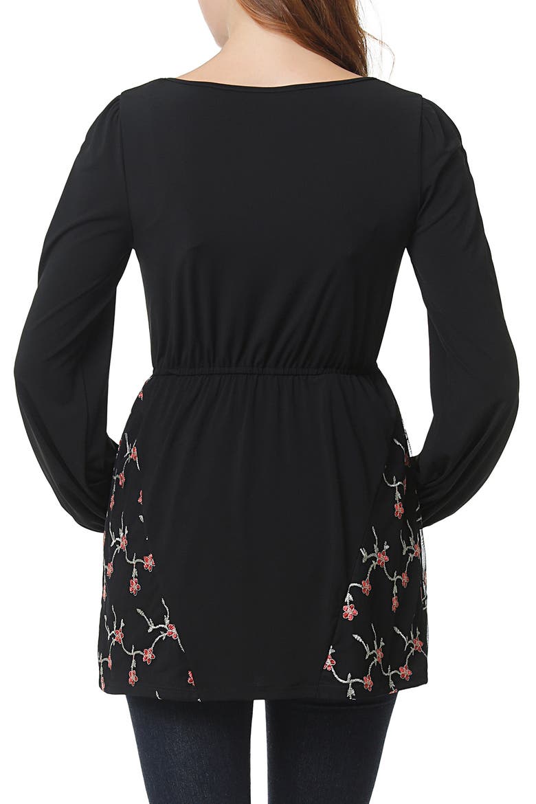 Kacey Embroidered Maternity Top, Alternate, color, BLACK