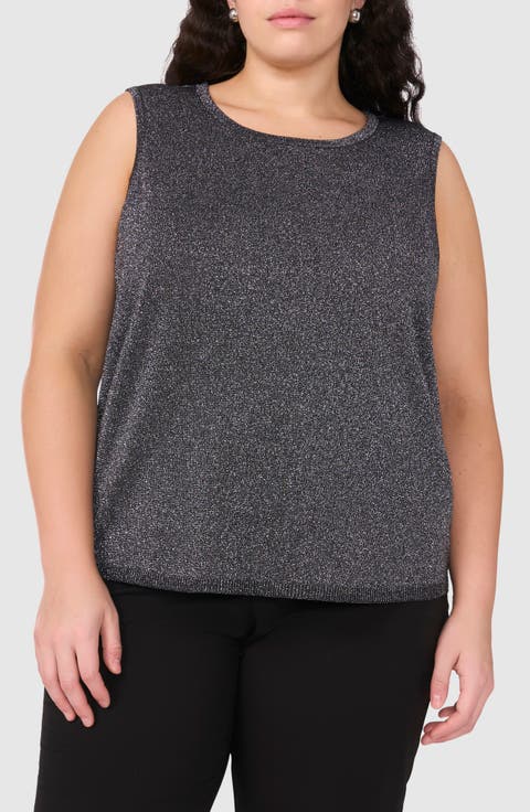 Shimmer Metallic Knit Tank (Plus)