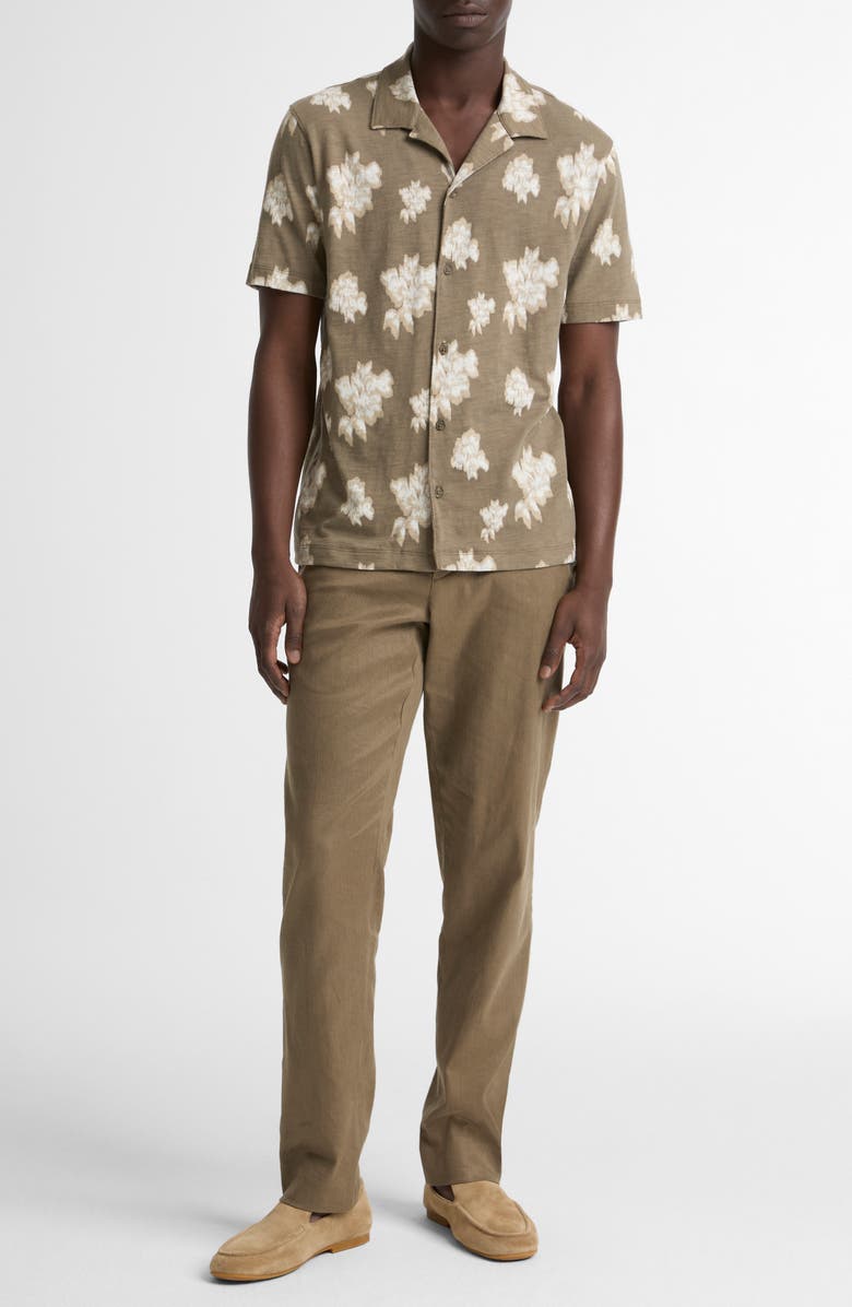 Vince Floral Slub Cotton Camp Shirt, Alternate, color, Kalamata Combo