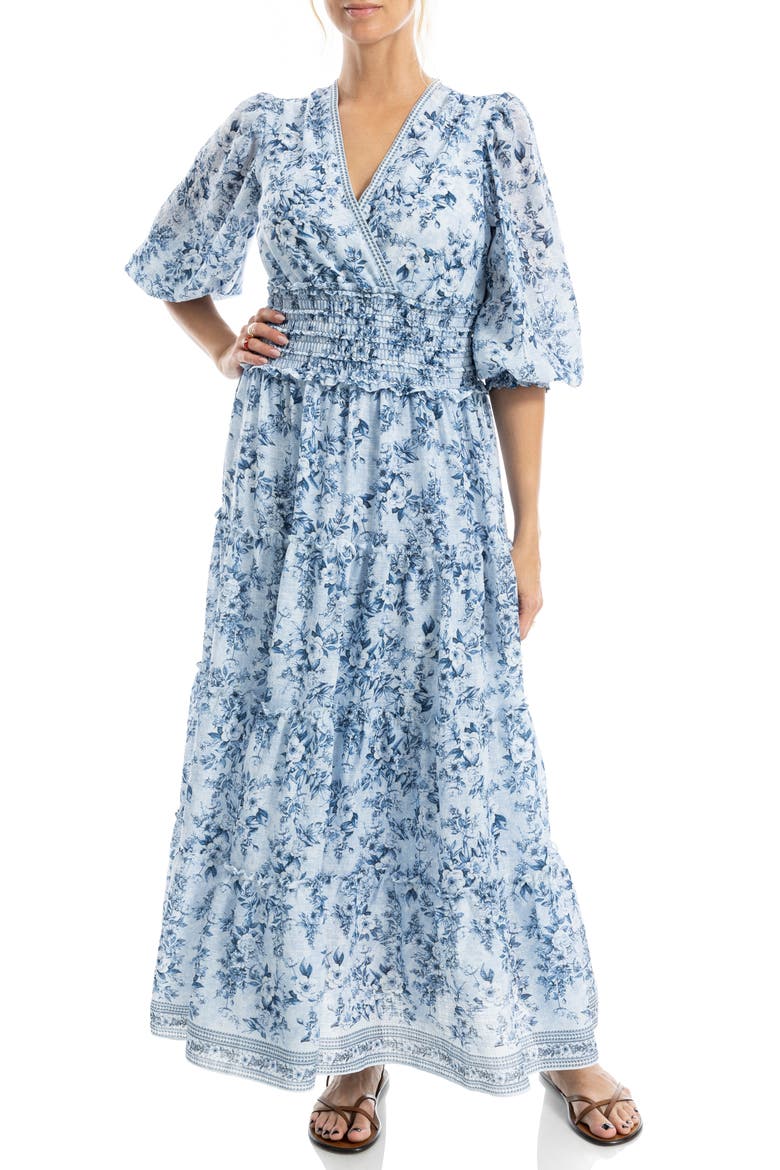 Surplice Neck Smocked Waist Maxi Dress video