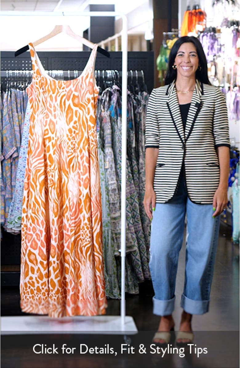 Mixed Animal Print Paneled Linen Blend Maxi Dress, sales video thumbnail
