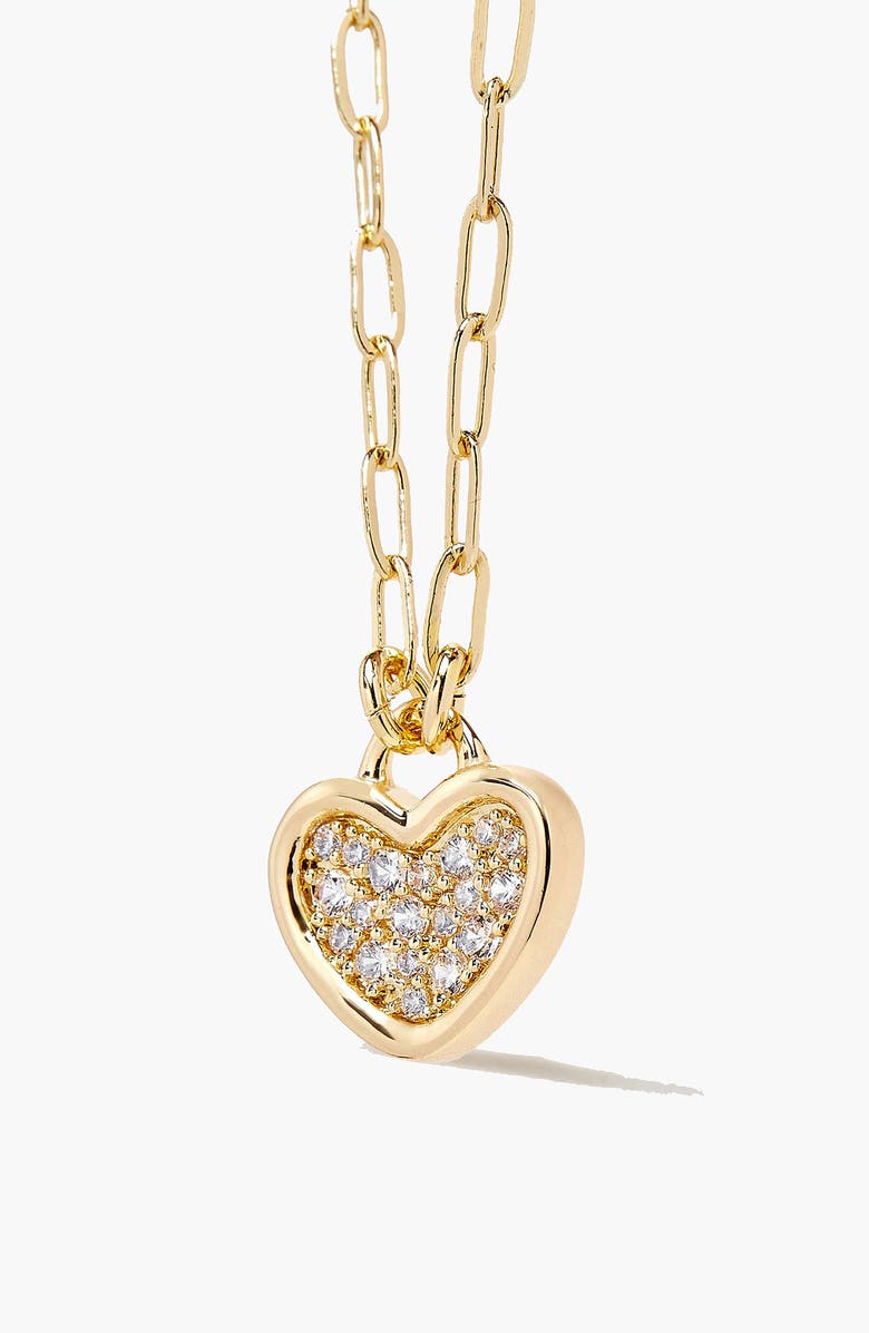 YOJ Link Heart Pave Short Necklace in Gold, Main, color, Gold