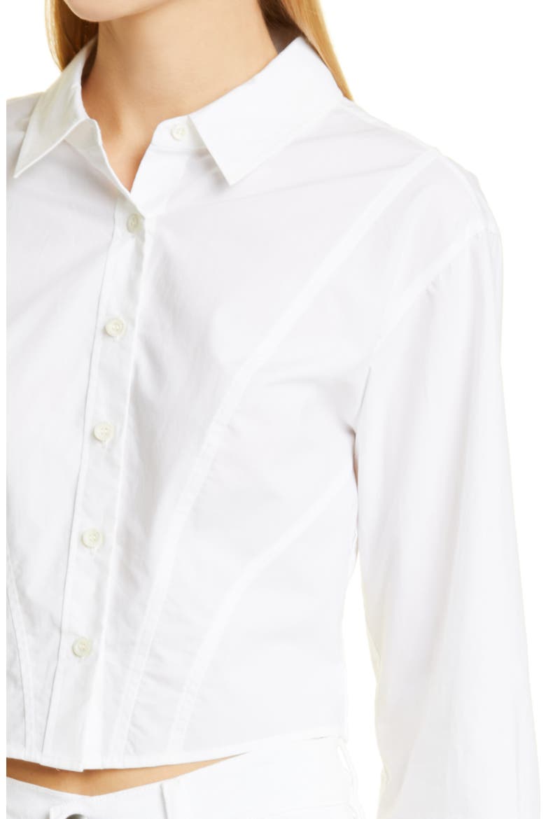Crop Organic Cotton Button-Up Blouse, Alternate, color, BLANC