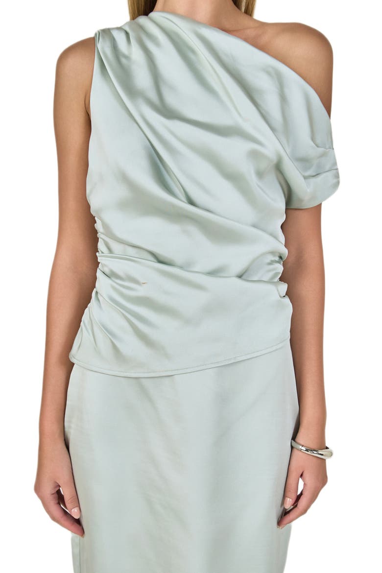 Lace Trim Satin Skirt, Alternate, color, SAGE