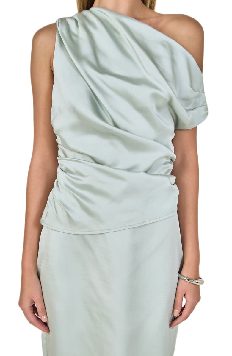 Endless Rose Lace Trim Satin Skirt, Alternate, color, Sage