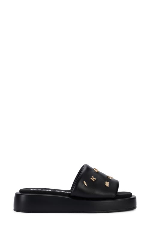 Karl Lagerfeld Opal Studs Platform Slide Sandal In Black With Studs