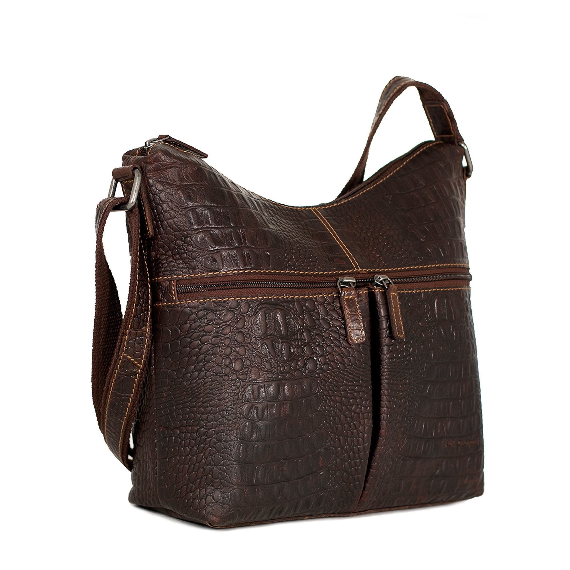 Hornback Croco Hobo Bag, Alternate, color, Brown