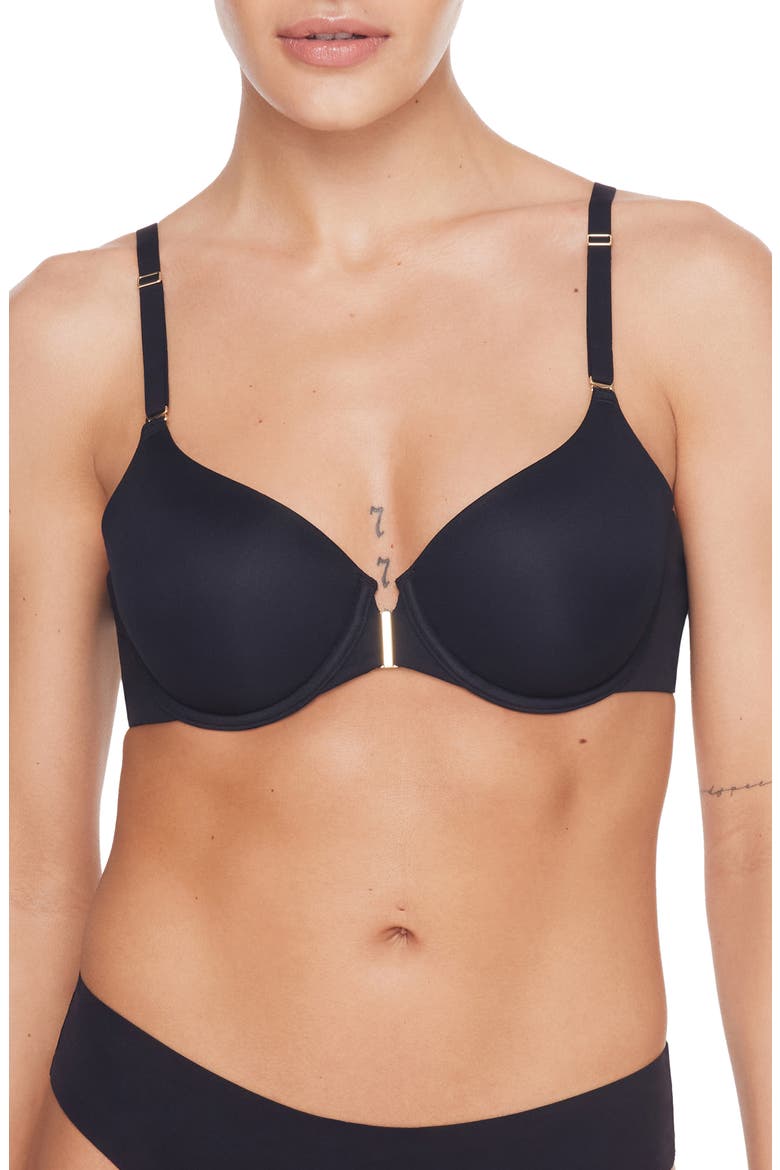 ComfortStretch Underwire Front Closure T-Shirt Bra, Main, color, BLACK
