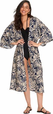Gottex Beach Life Noam Short Sleeves Swim Cover Up Robe