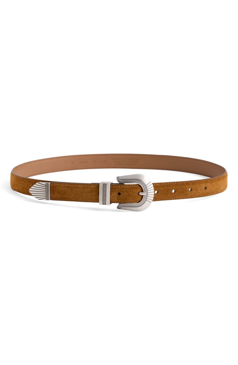 Madewell Suede Western Buckle Belt, Main, color, Warm Chesnut