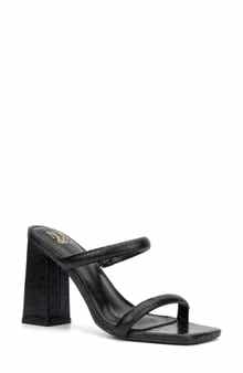 NEW YORK AND COMPANY Galina Faux Leather Block Heel Sandal