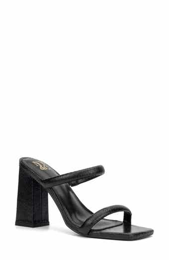 NEW YORK AND COMPANY Galina Faux Leather Block Heel Sandal