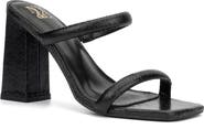 NEW YORK AND COMPANY Galina Faux Snake Embossed Leather Block Heel Sandal