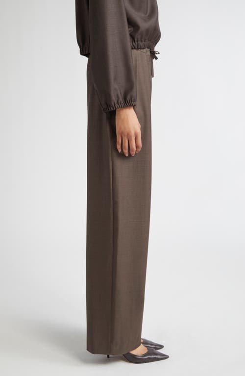 Loulou De Saison Cove Virgin Wool Wide Leg Pants In Brown