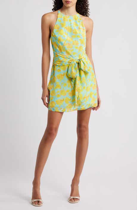 Amanda Uprichard Selah Floral Print Tie Waist Minidress