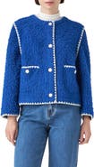 English Factory Premium Contrast Trim Faux Shearling Jacket