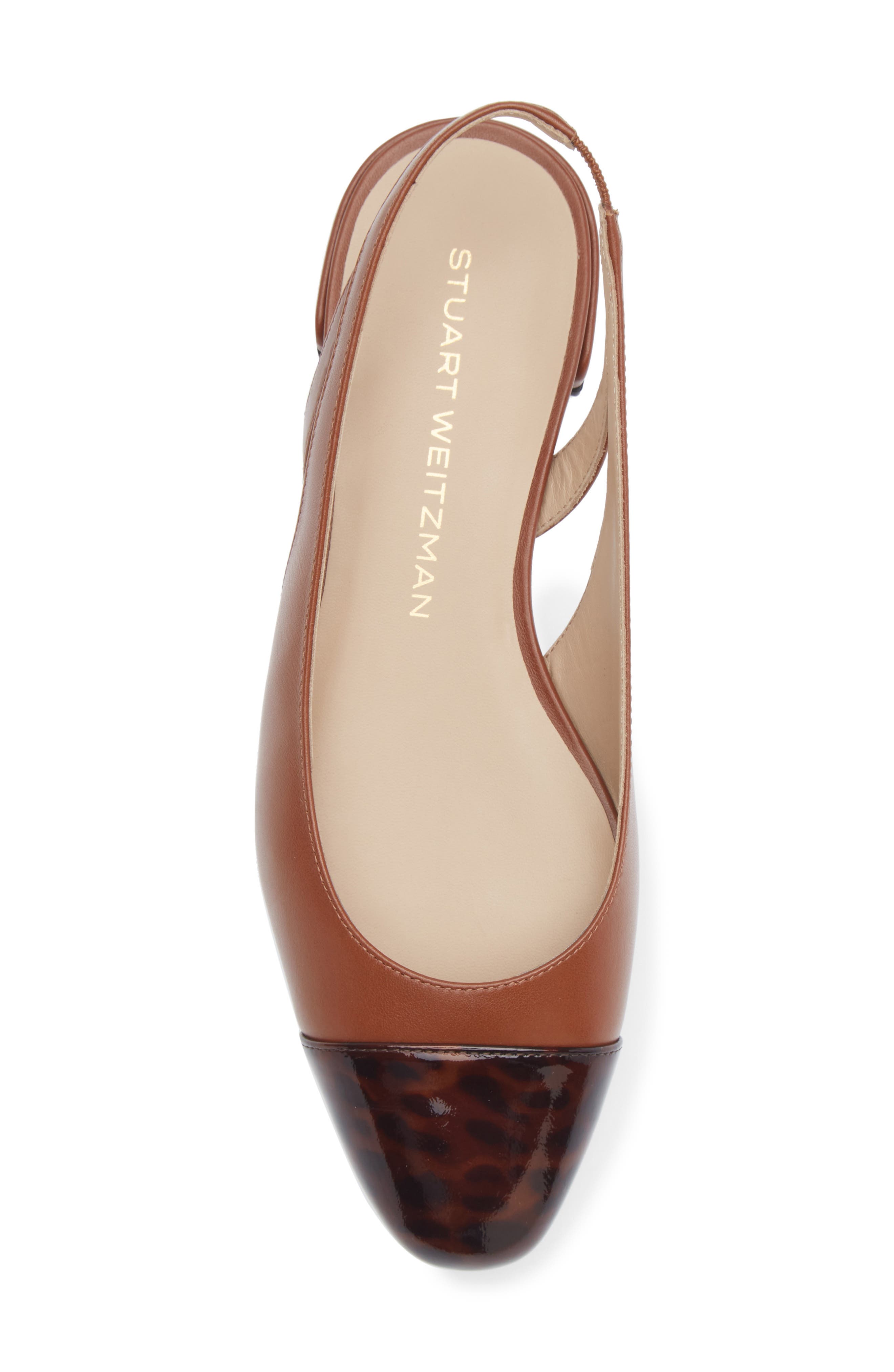 Stuart Weitzman Sleek Slingback Flat, Alternate, color, Bridle Brown/ Dark Brown