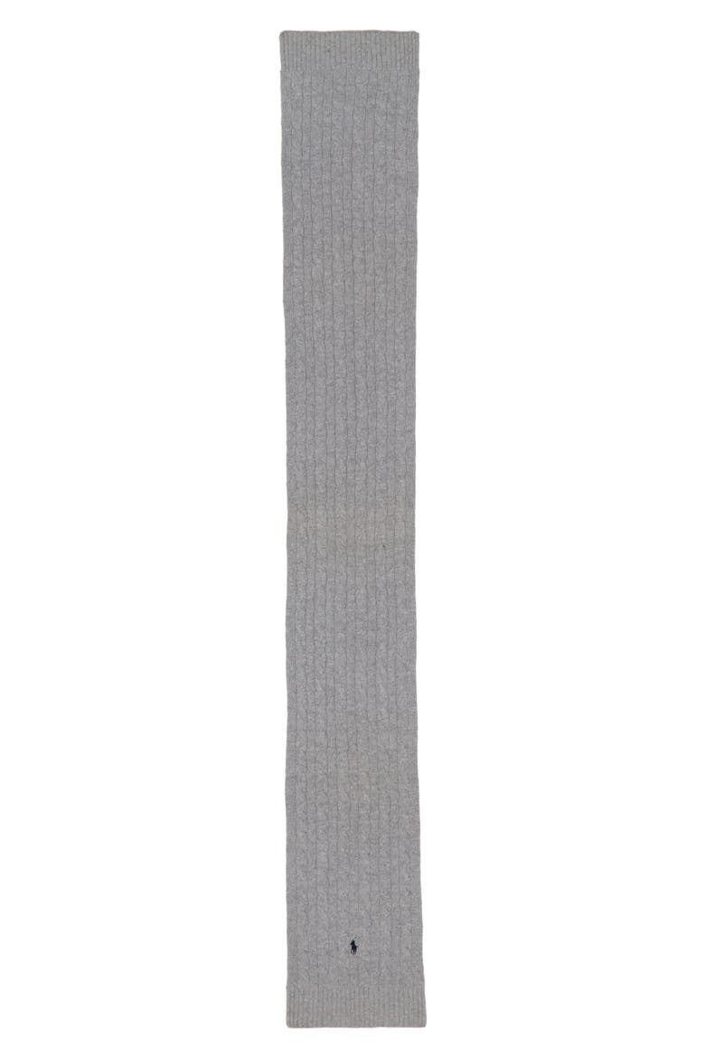 Cable Merino Wool Blend Scarf, Alternate, color, ANDOVER HEATHER