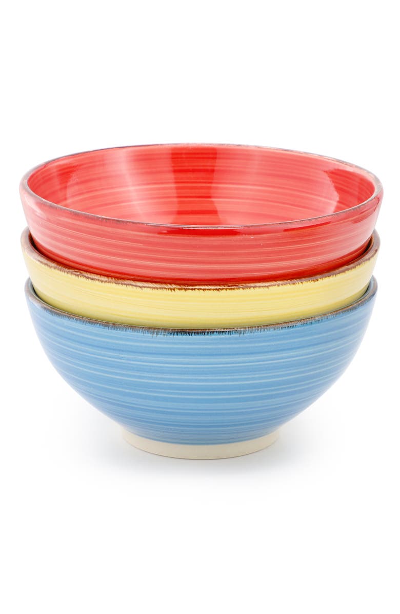 Elama Color Ridge 6.25 Inch 6 Piece Round Stoneware Assorted Bowl Set, Alternate, color, Assorted