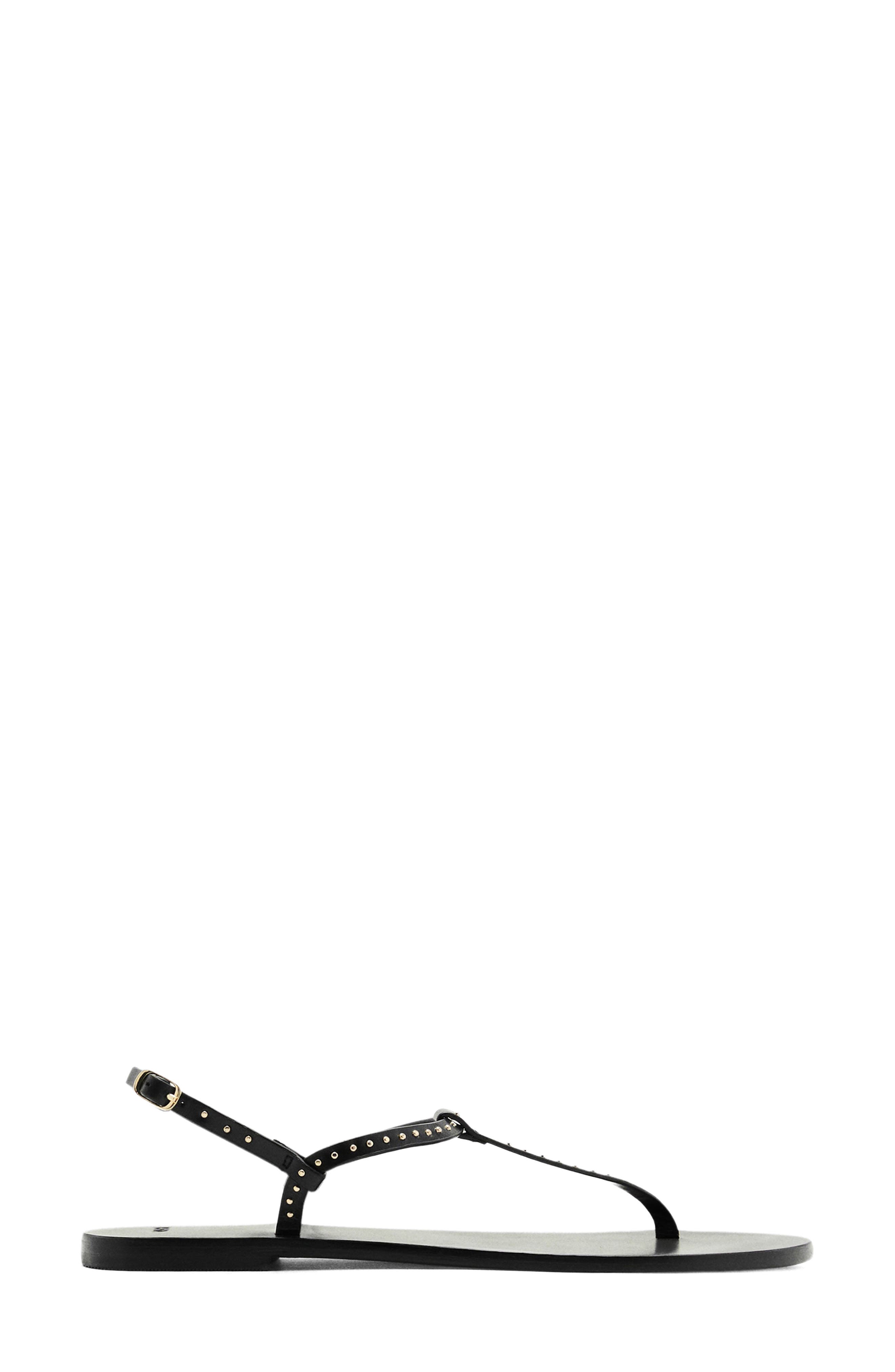 MANGO Mini Stud Slingback Sandal, Alternate, color, Black