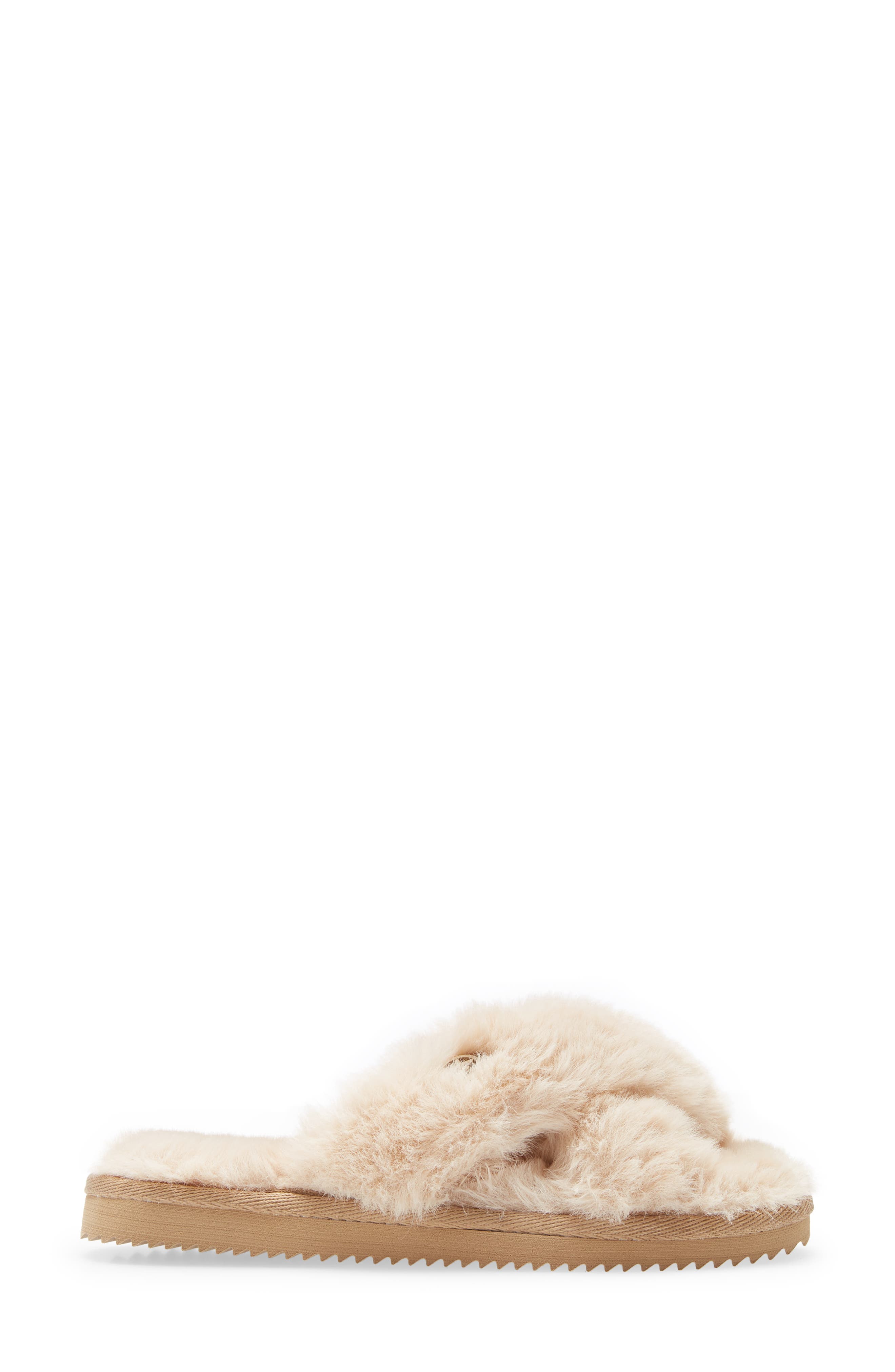 Lala Faux Fur Slide Slipper, Alternate, color, CAMEL FAUX FUR