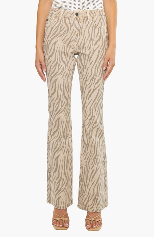 Kancan Zellie High Rise Flare Jeans In Brown