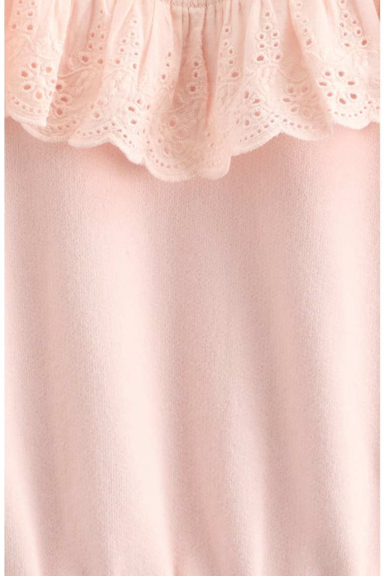 Kids' Eyelet Ruffle Crewneck Cotton Blend Terry Sweatshirt, Alternate, color, PINK AMOUR