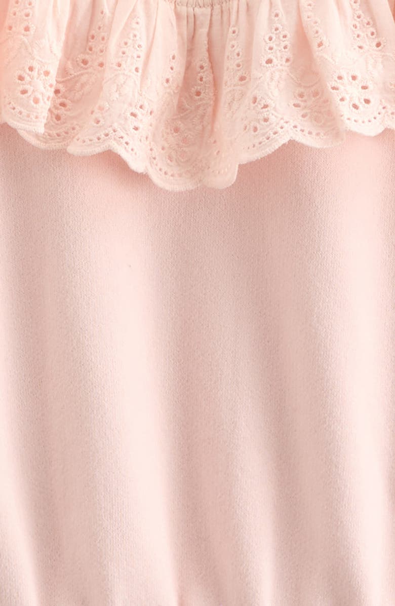 Nordstrom Kids' Eyelet Ruffle Crewneck Cotton Blend Terry Sweatshirt, Alternate, color, Pink Amour