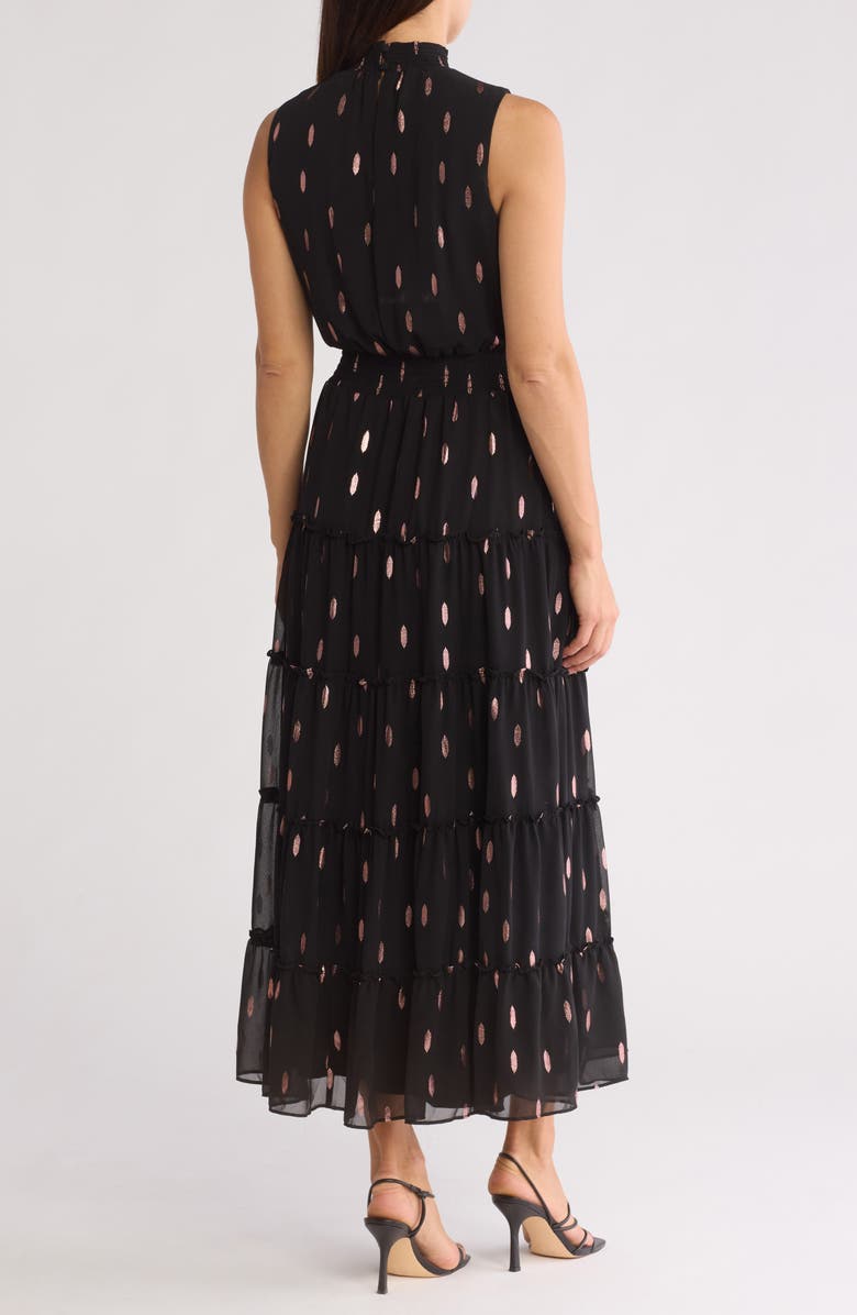 Halogen<sup>®</sup> Print Smocked Mock Neck Tiered Maxi Dress, Alternate, color,